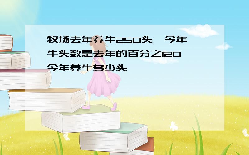 牧场去年养牛250头,今年奍牛头数是去年的百分之120,今年养牛多少头