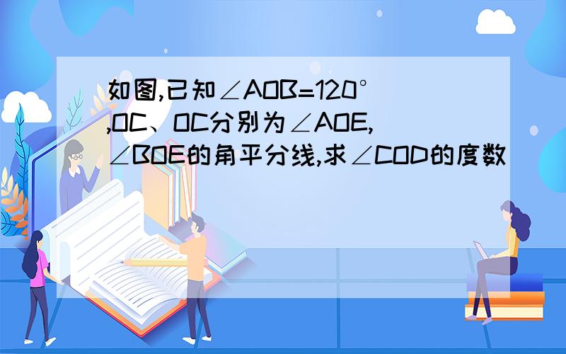 如图,已知∠AOB=120°,OC、OC分别为∠AOE,∠BOE的角平分线,求∠COD的度数