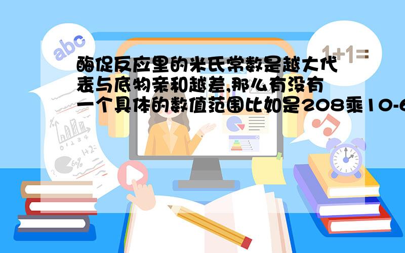 酶促反应里的米氏常数是越大代表与底物亲和越差,那么有没有一个具体的数值范围比如是208乘10-6M,那亲和力是大还是小