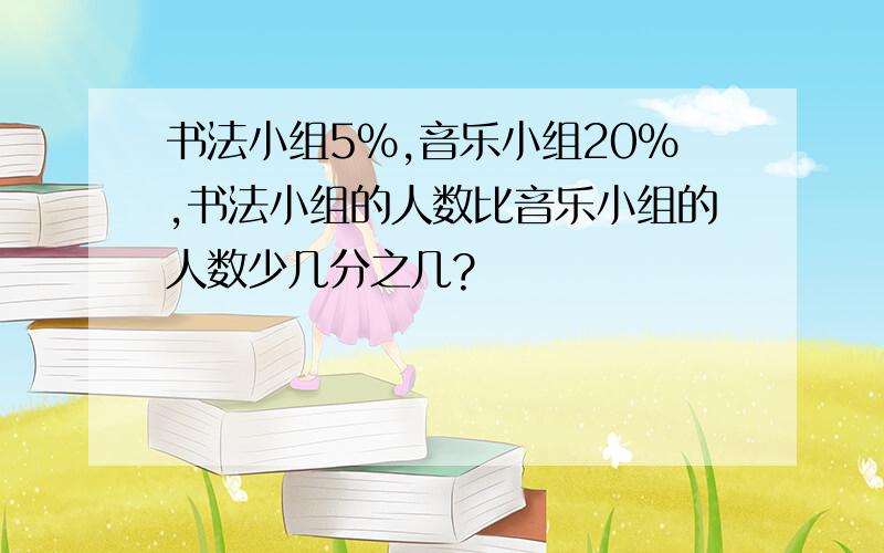 书法小组5%,音乐小组20%,书法小组的人数比音乐小组的人数少几分之几?