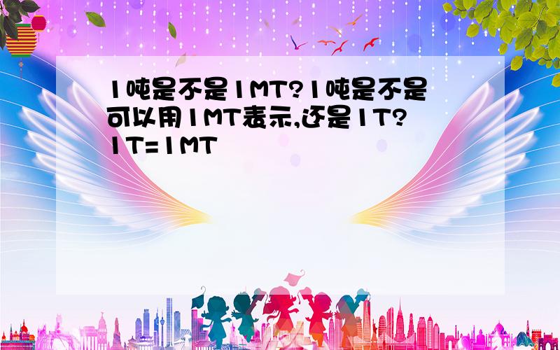 1吨是不是1MT?1吨是不是可以用1MT表示,还是1T?1T=1MT