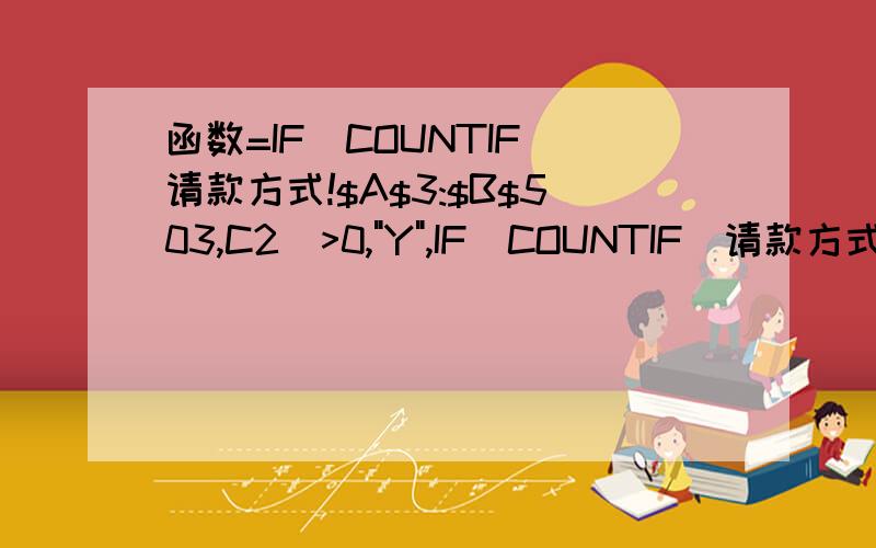 函数=IF(COUNTIF(请款方式!$A$3:$B$503,C2)>0,