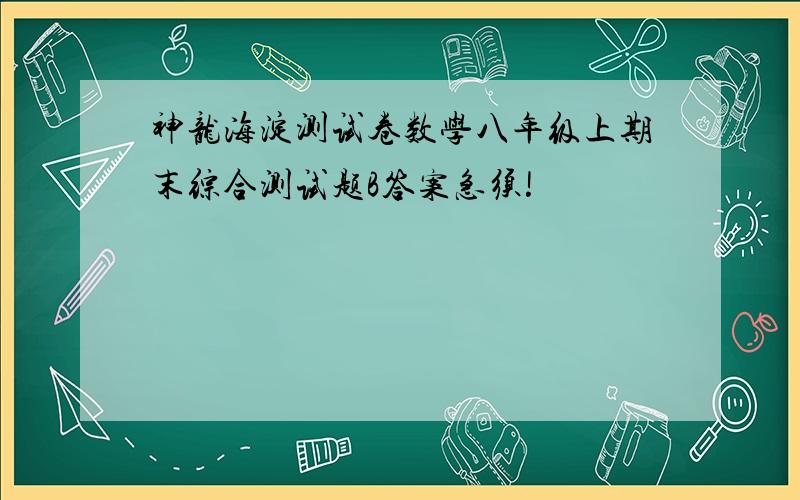 神龙海淀测试卷数学八年级上期末综合测试题B答案急须!