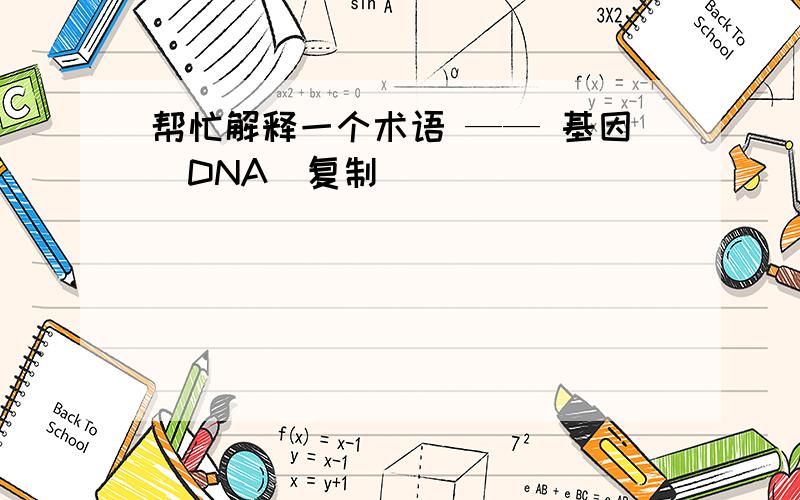 帮忙解释一个术语 —— 基因（DNA）复制