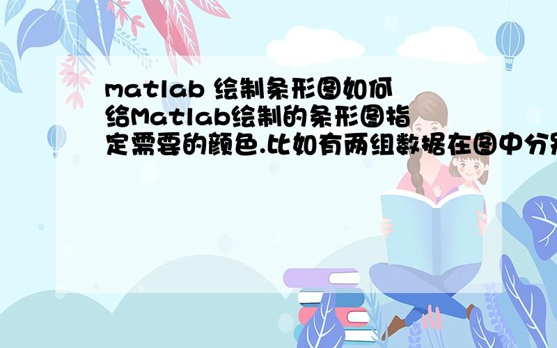 matlab 绘制条形图如何给Matlab绘制的条形图指定需要的颜色.比如有两组数据在图中分别对应的绘制出两组条形图,系统默认分配两种不同的颜色,想自己定义颜色,如何设定啊,