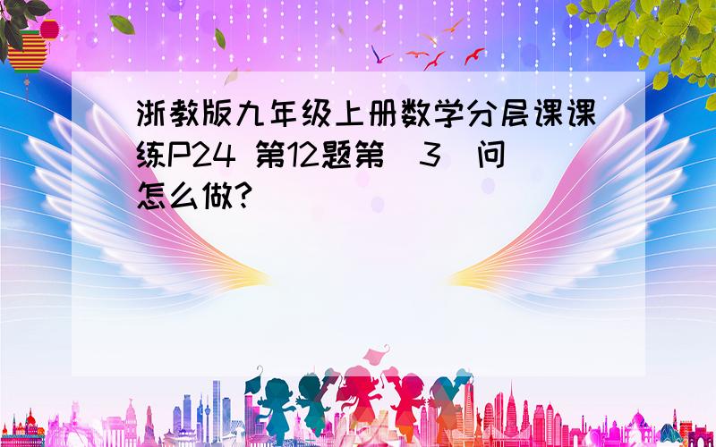 浙教版九年级上册数学分层课课练P24 第12题第（3）问怎么做?