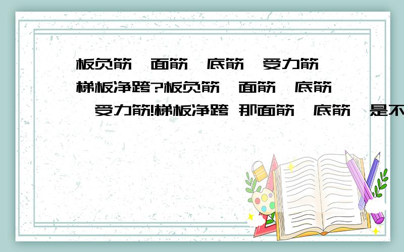 板负筋,面筋、底筋、受力筋、梯板净跨?板负筋,面筋、底筋、受力筋!梯板净跨 那面筋、底筋、是不是都可以算是受力筋?