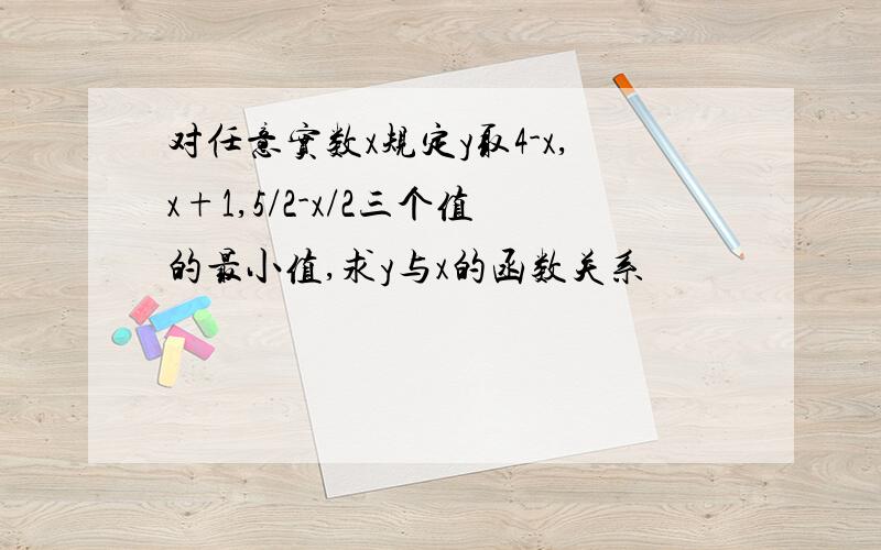 对任意实数x规定y取4-x,x+1,5/2-x/2三个值的最小值,求y与x的函数关系