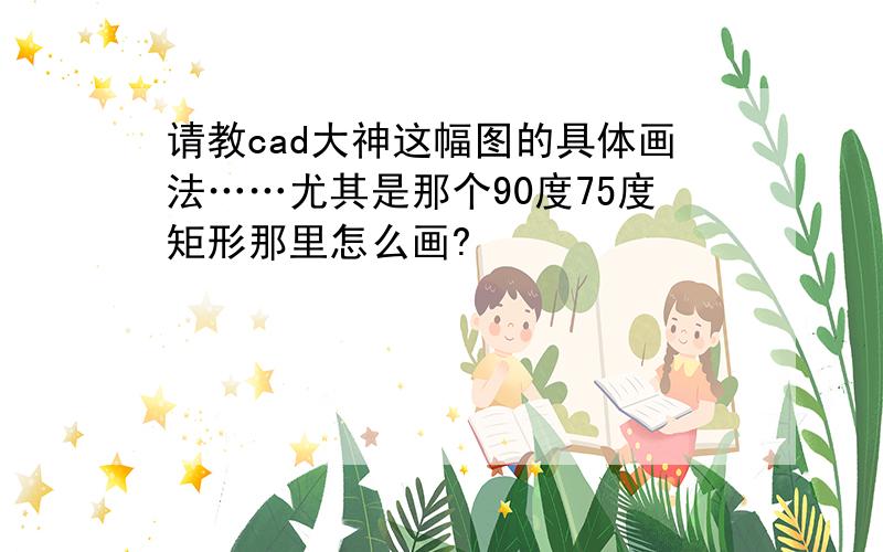 请教cad大神这幅图的具体画法……尤其是那个90度75度矩形那里怎么画?