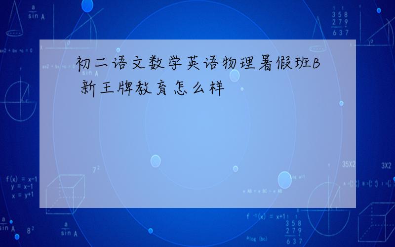 初二语文数学英语物理暑假班B 新王牌教育怎么样