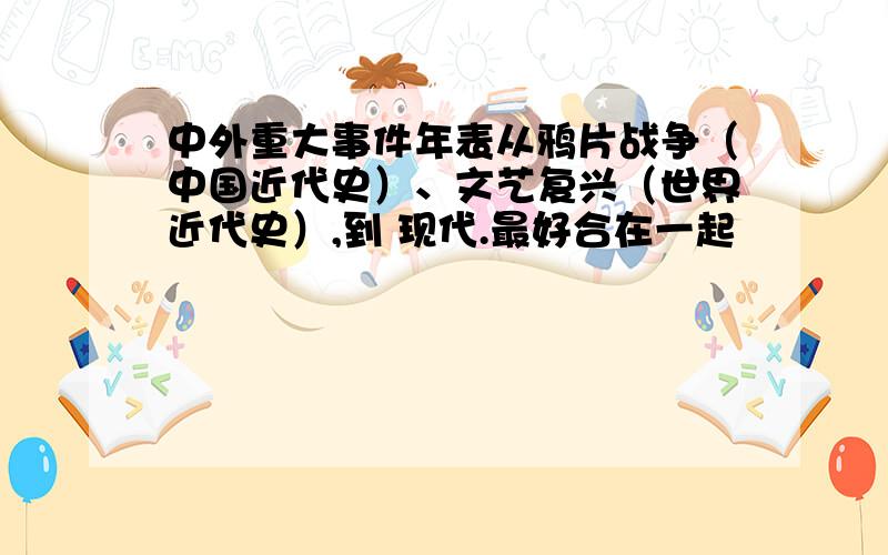 中外重大事件年表从鸦片战争（中国近代史）、文艺复兴（世界近代史）,到 现代.最好合在一起