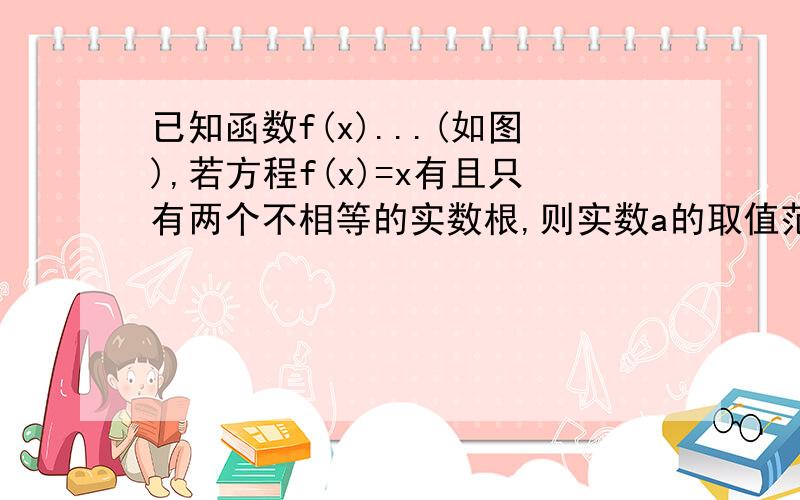 已知函数f(x)...(如图),若方程f(x)=x有且只有两个不相等的实数根,则实数a的取值范围是?你的做法好像不太对。f(x)=f(x-1)(x>0)x属于R f(3)=1-a不错，但f(3.5)≠1-a