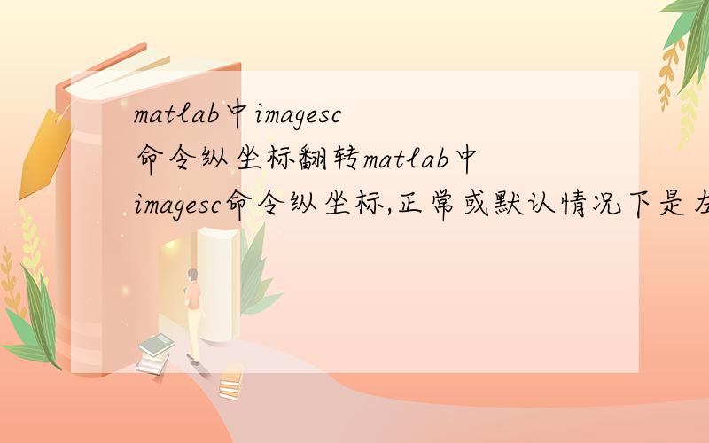 matlab中imagesc命令纵坐标翻转matlab中imagesc命令纵坐标,正常或默认情况下是左上角为初始值,向下递增.怎样才能翻转纵坐标,使之从左下角开始向上递增?横坐标可以用set(gca,'XDir','reverse')进行翻