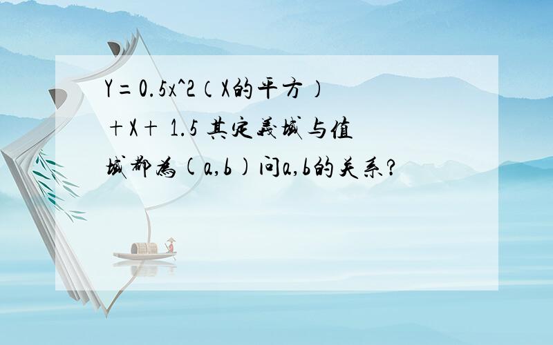 Y=0.5x^2（X的平方）+X+ 1.5 其定义域与值域都为(a,b)问a,b的关系?