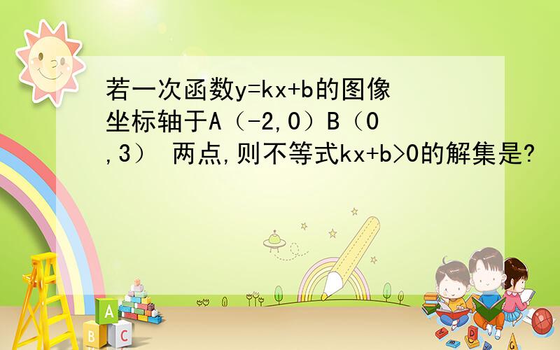 若一次函数y=kx+b的图像坐标轴于A（-2,0）B（0,3） 两点,则不等式kx+b>0的解集是?