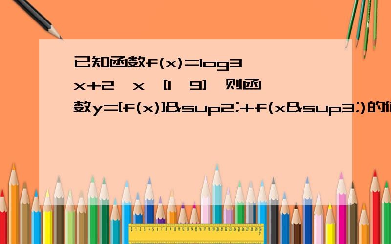 已知函数f(x)=log3 x+2,x∈[1,9],则函数y=[f(x)]²+f(x³)的值域是?——[6,13]已知函数f(x)=log3(x+2)，x∈[1,9],则函数y=[f(x)]²+f(x³)的值域是？——[6,13]