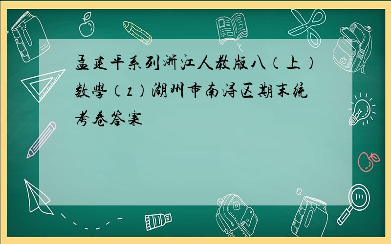 孟建平系列浙江人教版八（上）数学（z）湖州市南浔区期末统考卷答案