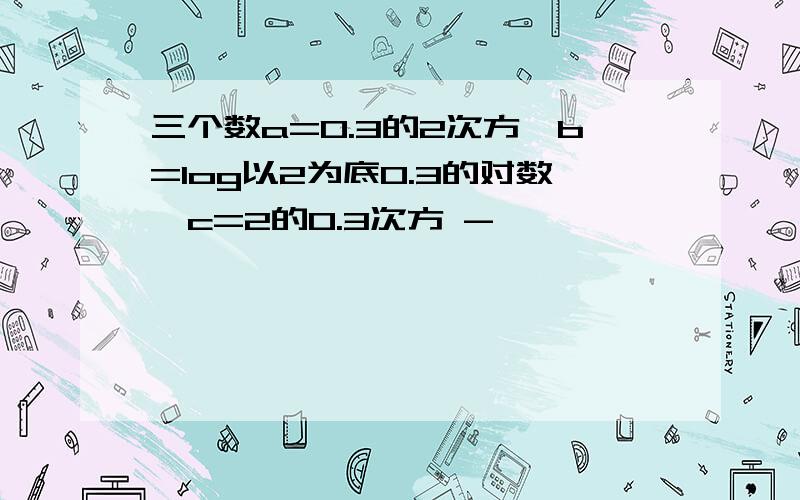 三个数a=0.3的2次方,b=log以2为底0.3的对数,c=2的0.3次方 -