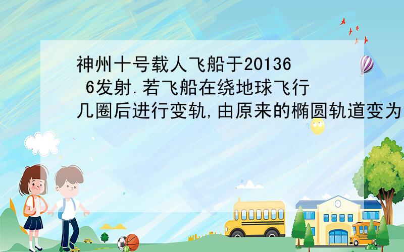 神州十号载人飞船于20136 6发射.若飞船在绕地球飞行几圈后进行变轨,由原来的椭圆轨道变为距地面高度为h的圆形轨道.已知地球半径为R地球表面的重力加速度为g.试推导出飞船在该圆轨道上