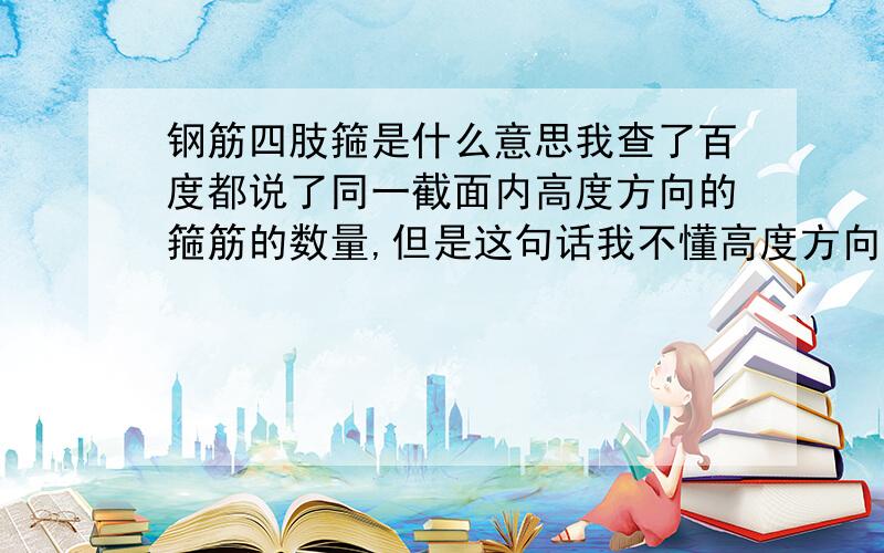 钢筋四肢箍是什么意思我查了百度都说了同一截面内高度方向的箍筋的数量,但是这句话我不懂高度方向是什么意思!还有就是箍筋不是用一根钢筋完成一个框么?那不就是一根么,为什么说一个