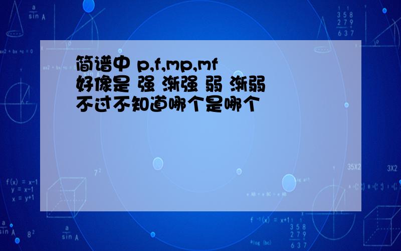 简谱中 p,f,mp,mf 好像是 强 渐强 弱 渐弱 不过不知道哪个是哪个