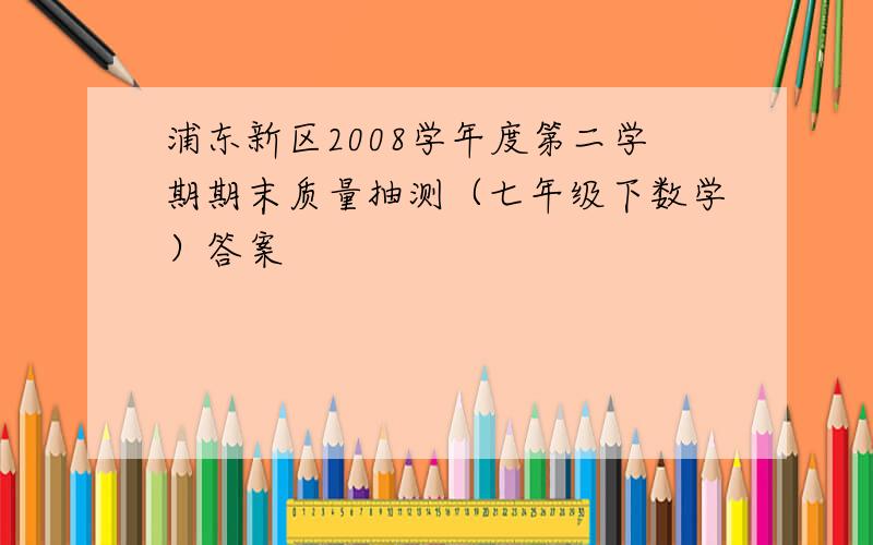 浦东新区2008学年度第二学期期末质量抽测（七年级下数学）答案