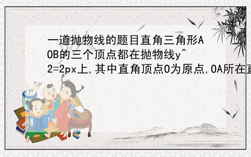 一道抛物线的题目直角三角形AOB的三个顶点都在抛物线y^2=2px上,其中直角顶点O为原点,OA所在直线的方程为y=√3x,△AOB的面积为6√3,求该抛物线的标准方程B点坐标怎么求？