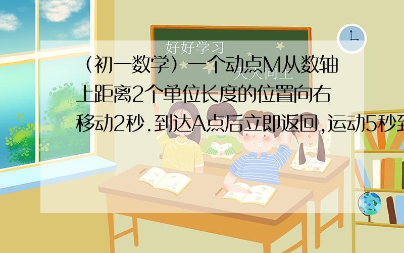 （初一数学）一个动点M从数轴上距离2个单位长度的位置向右移动2秒.到达A点后立即返回,运动5秒到达B点,若动点M运动的速度为每秒1.5个单位长度,求此时B点在数轴上表示的数