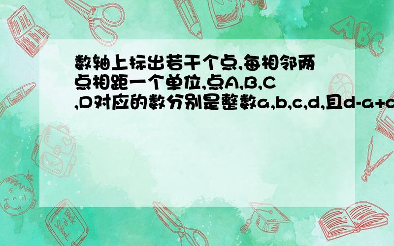 数轴上标出若干个点,每相邻两点相距一个单位,点A,B,C,D对应的数分别是整数a,b,c,d,且d-a+c=8,那么数轴的原点应是哪一点?