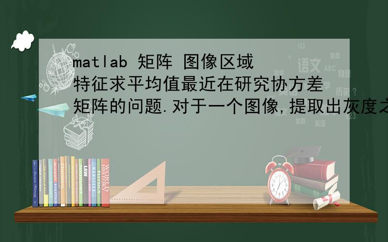 matlab 矩阵 图像区域特征求平均值最近在研究协方差矩阵的问题.对于一个图像,提取出灰度之后,和坐标值等信息表示成一个矩阵,得到一系列矩阵,如何求一块区域的该矩阵均值呢,是用循环表