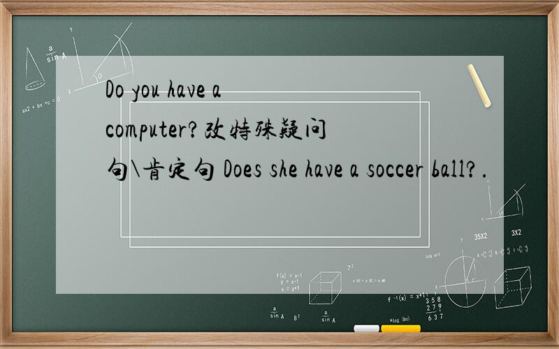 Do you have a computer?改特殊疑问句\肯定句 Does she have a soccer ball?.
