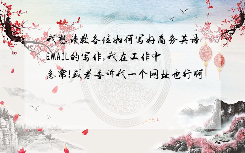 我想请教各位如何写好商务英语EMAIL的写作,我在工作中急需!或者告诉我一个网址也行啊