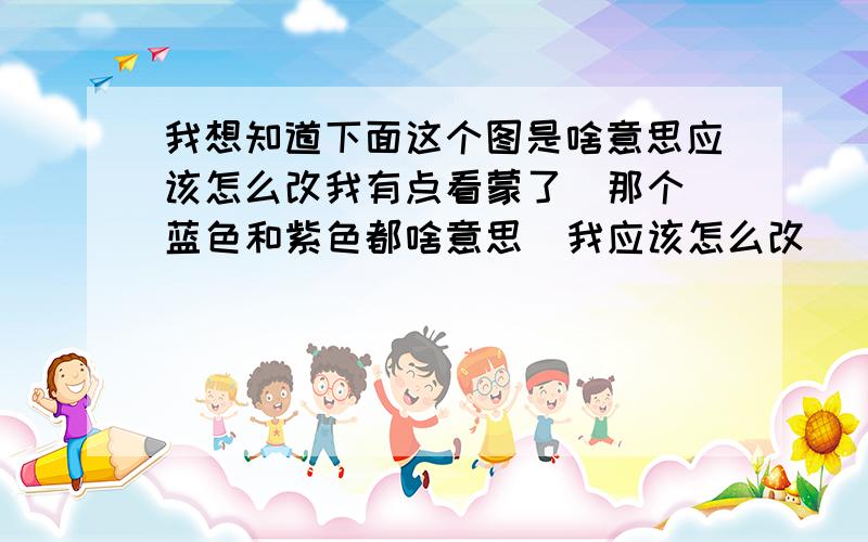 我想知道下面这个图是啥意思应该怎么改我有点看蒙了  那个蓝色和紫色都啥意思  我应该怎么改