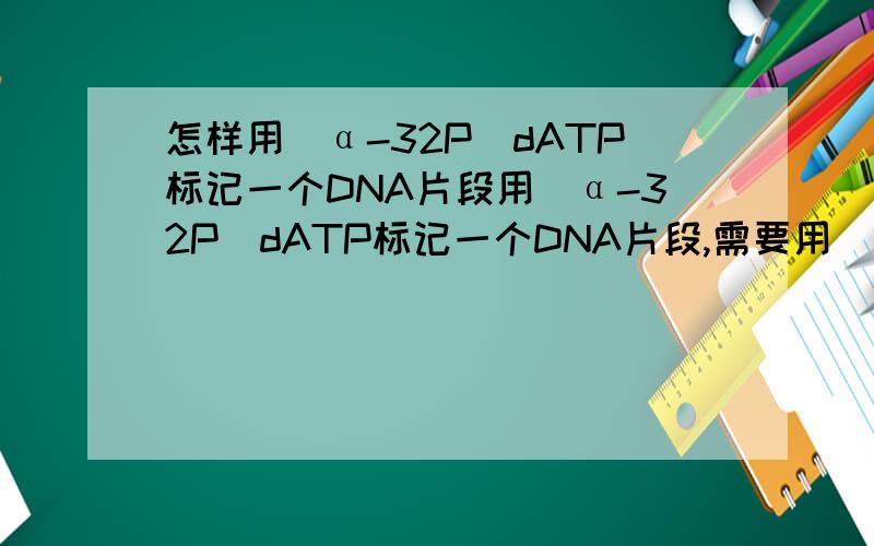 怎样用[α-32P]dATP标记一个DNA片段用[α-32P]dATP标记一个DNA片段,需要用（）A.多核苷酸激酶 B.DNA连接酶C.DNA聚合酶 D.逆转录酶参考答案选A,Why?Why not “C”?附上ATP的结构图（生物化学,王镜岩,第三