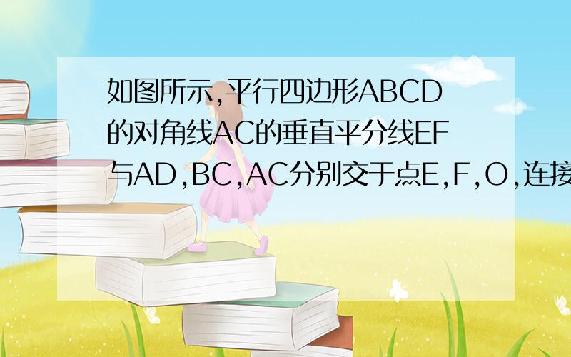 如图所示,平行四边形ABCD的对角线AC的垂直平分线EF与AD,BC,AC分别交于点E,F,O,连接AF,Ec,则四边形AFCE是菱形吗?为什么?