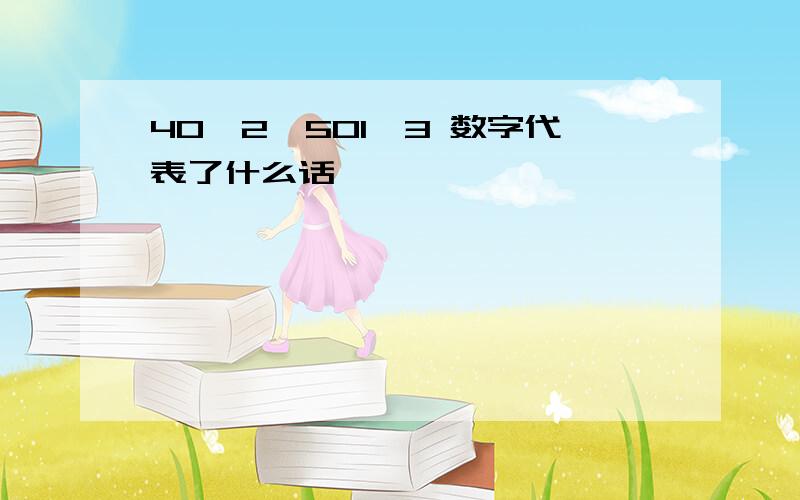 40*2*501*3 数字代表了什么话