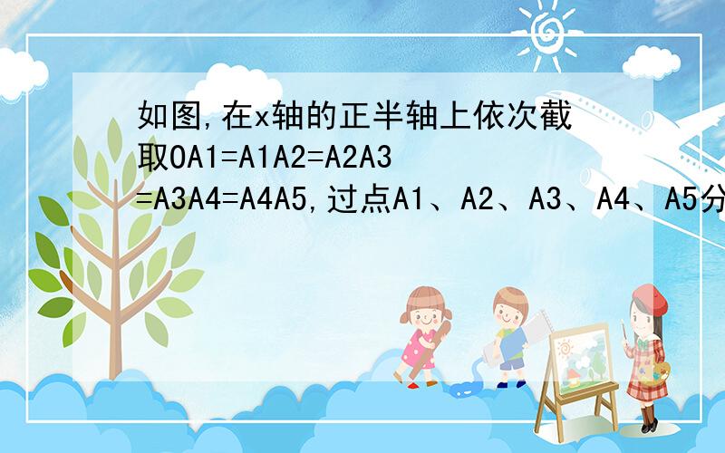 如图,在x轴的正半轴上依次截取OA1=A1A2=A2A3=A3A4=A4A5,过点A1、A2、A3、A4、A5分别作x轴的垂线与反比例函数y=2 x （x≠0）的图象相交于点P1、P2、P3、P4、P5,得直角三角形OP1A1、A1P2A2、A2P3A3、A3P4A4、A4P