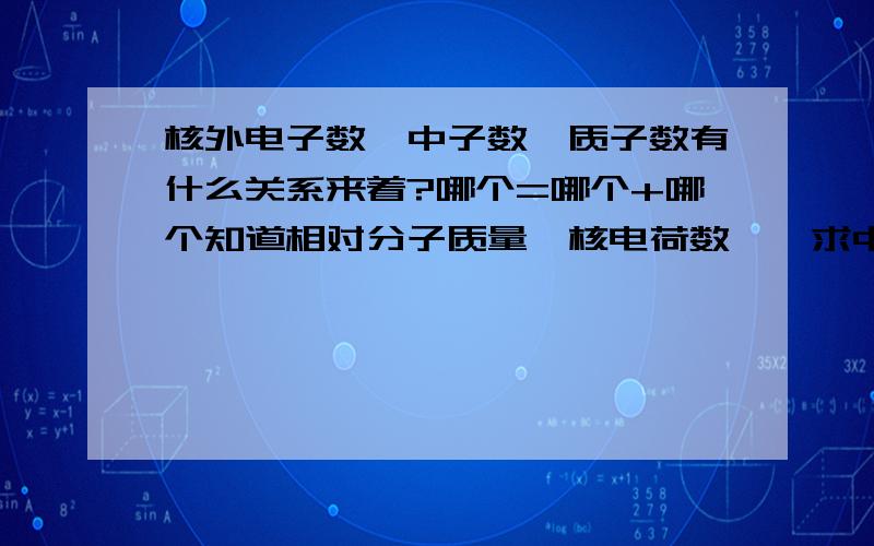 核外电子数,中子数,质子数有什么关系来着?哪个=哪个+哪个知道相对分子质量,核电荷数,咋求中子数?