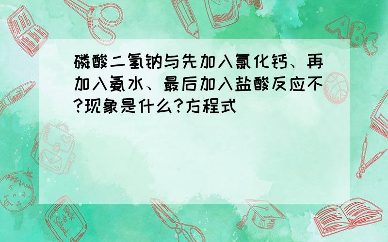 磷酸二氢钠与先加入氯化钙、再加入氨水、最后加入盐酸反应不?现象是什么?方程式