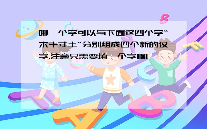 哪一个字可以与下面这四个字“木十寸土”分别组成四个新的汉字.注意只需要填一个字啊!