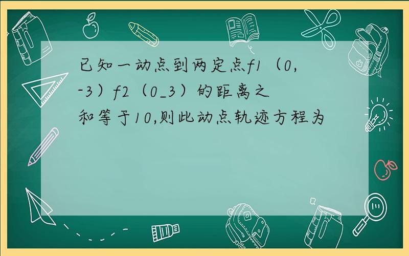 已知一动点到两定点f1（0,-3）f2（0_3）的距离之和等于10,则此动点轨迹方程为