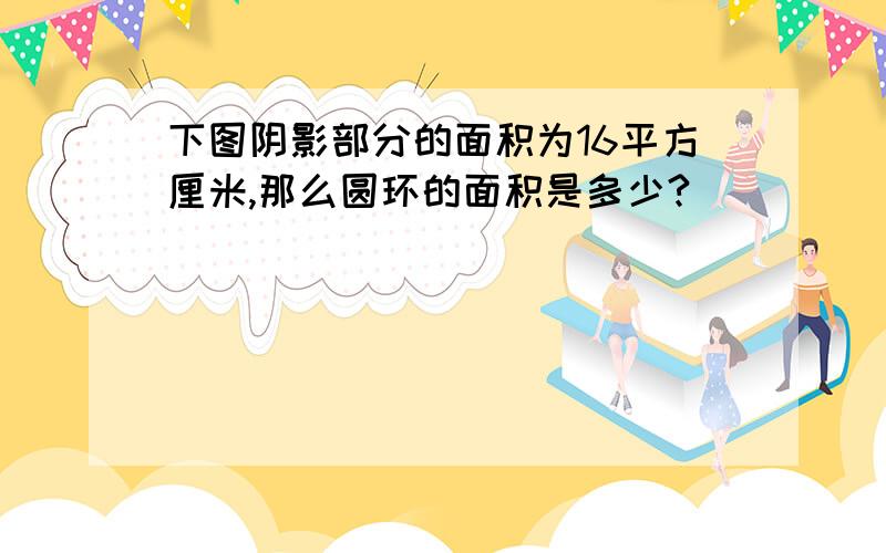 下图阴影部分的面积为16平方厘米,那么圆环的面积是多少?