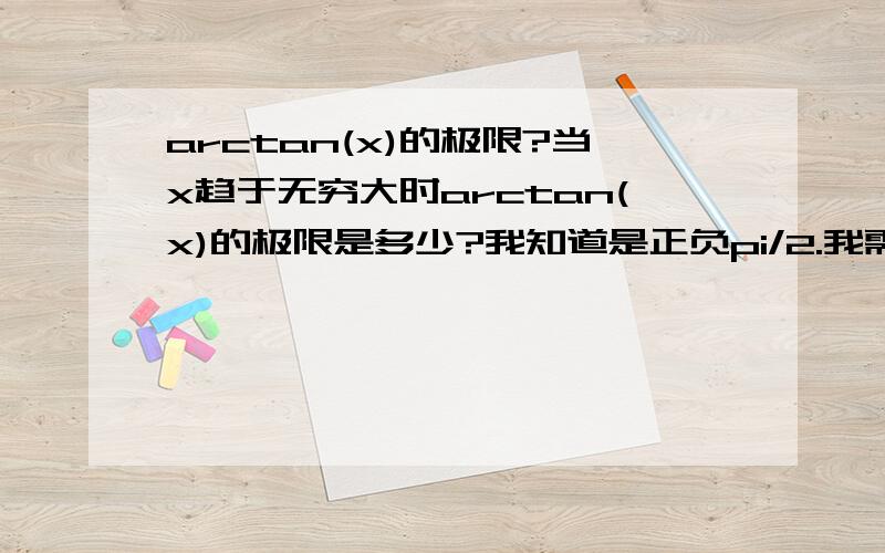 arctan(x)的极限?当x趋于无穷大时arctan(x)的极限是多少?我知道是正负pi/2.我需要严格证明!