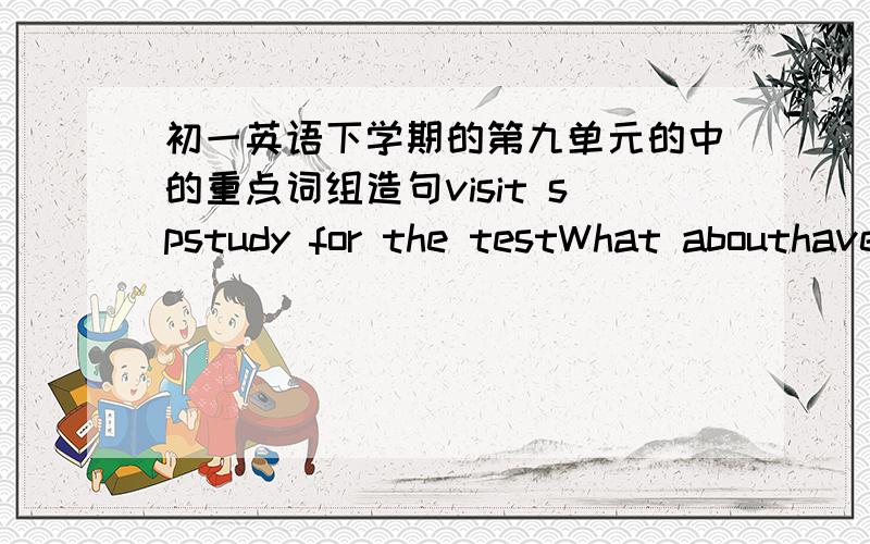 初一英语下学期的第九单元的中的重点词组造句visit spstudy for the testWhat abouthave a partyspend doing sthstay do some readingtalk showIt is time togo for a walkhaddidat homeanythingNo