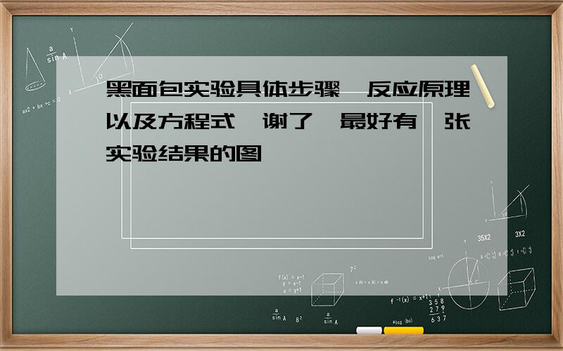 黑面包实验具体步骤、反应原理以及方程式、谢了、最好有一张实验结果的图