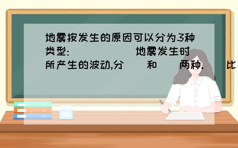 地震按发生的原因可以分为3种类型:()()()地震发生时所产生的波动,分()和()两种.()比()传播速度快.