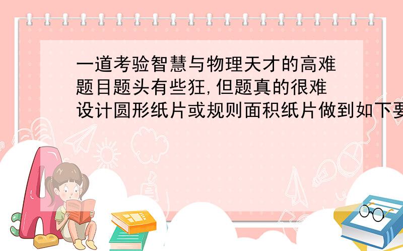 一道考验智慧与物理天才的高难题目题头有些狂,但题真的很难设计圆形纸片或规则面积纸片做到如下要求1.在空中,自由下落会旋转,且较稳定.2.速度接近同等大小的纸片（越小越好)选做（3.