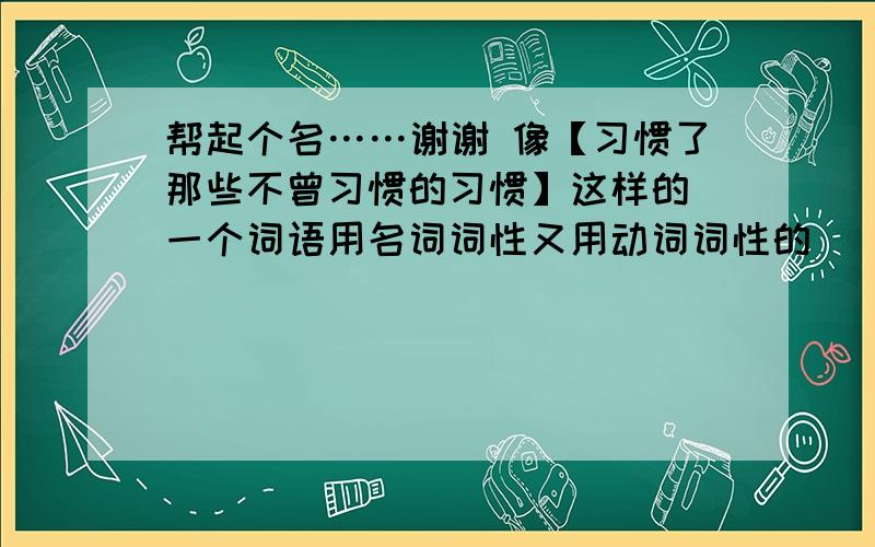 帮起个名……谢谢 像【习惯了那些不曾习惯的习惯】这样的 一个词语用名词词性又用动词词性的