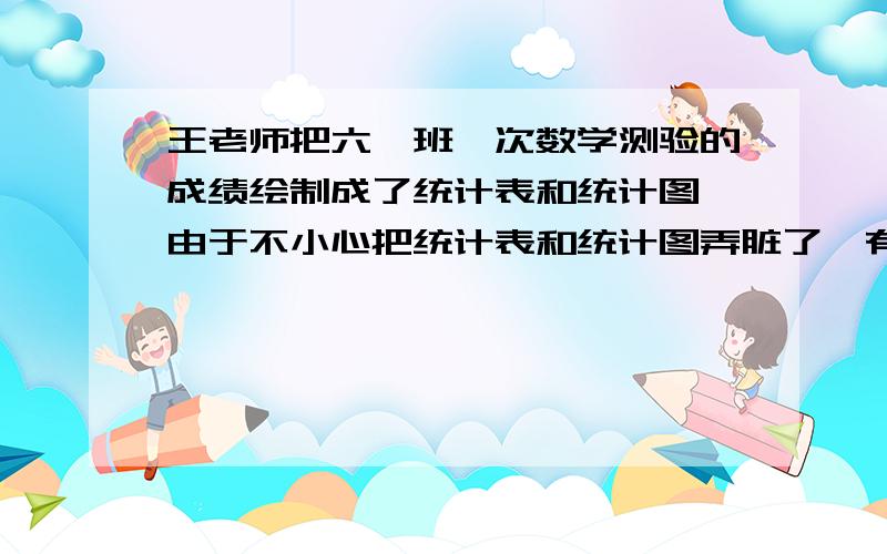 王老师把六一班一次数学测验的成绩绘制成了统计表和统计图,由于不小心把统计表和统计图弄脏了,有些数据已经完全看不清楚.请你根据能看清楚的信息帮王老师计算出完全看不清楚的信息.