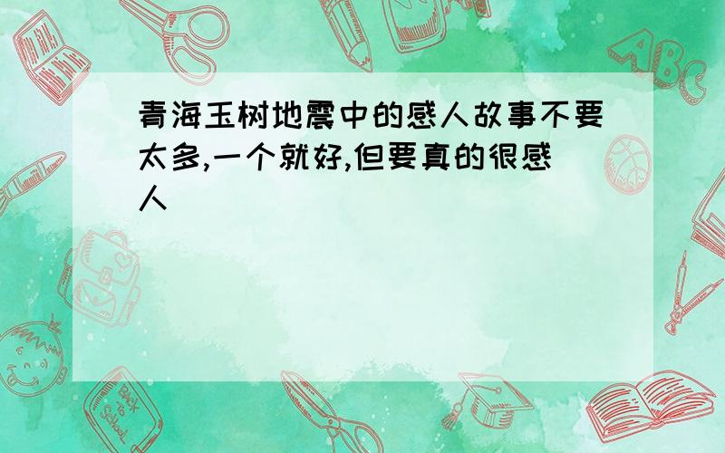 青海玉树地震中的感人故事不要太多,一个就好,但要真的很感人